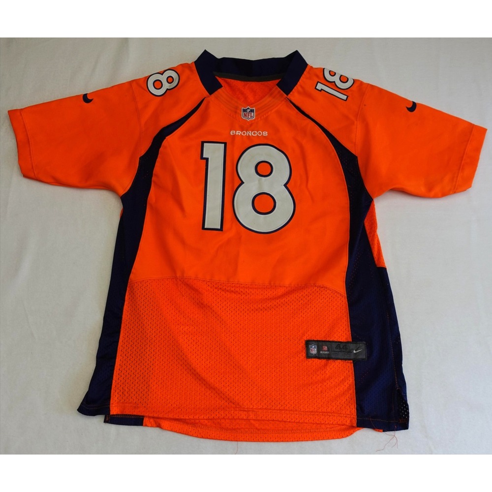 Denver Broncos Jersey Mens 44 Orange NFL Nike On Field Peyton Manning 18